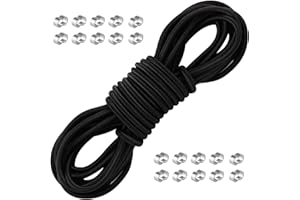 CRESZZLE Gummiseil 10m, gummiseil 8mm Expanderseil mit 20 Clips, elastische Gummischnur & Gummiband schwarz, robuste Gummikordel & Spannseil für Anhängerplane, Camping, Garten, Outdoor, Planenseil Befestigung