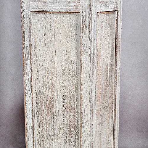 3er Set Windlichtsaeule Laterne Windlicht mit Glas Scheiben Weiß Rustikal Holz - 4