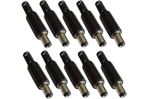 Aerzetix - 10x Connettori maschio jack adattatore presa di alimentazione - destra DC 5,5/2,1 mm - da saldare - C42283