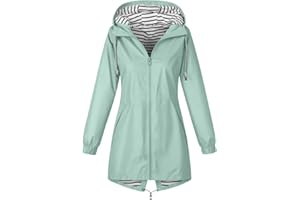 CSKJ Regenjacke Damen Wasserdicht Atmungsaktiv Softshelljacke Lang Übergangsjacke Einfarbige Outdoor Regenmantel mit Kapuze Funktionsjacke Leichte Gefüttert Windbreaker Große Größen Regenparka S-5XL