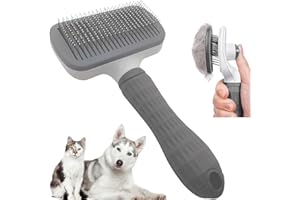 Self Cleaning Slicker Brush for Dogs,Cats, Rabits,Puppies etc, Laadi Cat Brush Dog Brushes For Grooming,Dog Brushes For Shedding,Cat Brushes for Long or Short haired Cats Dogs. (Grey)