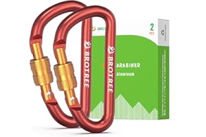 Brotree Karabiner Klein Karabinerhaken mit Schraubverschluss 6cm D Ring Alu Schraubkarabiner für Camping, Schlüssel, Rucksack