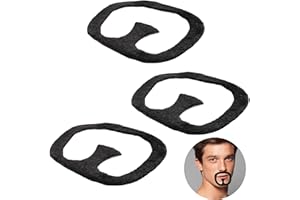 JIAMAOHUA 3 Pcs Fake Moustache Fake Goatee Beard Stick on Moustache Fancy Dress Self Adhesive Facial Novelty Moustaches Realistic Gangster False Beard Black for Halloween Cosplay Masquerade Costume Accessory