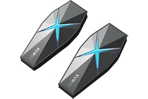 ASMAX F1 Intercomunicador Casco Moto Bluetooth, 10 Motociclistas Mesh Intercom, Control de Voz, 50min Carga Rápida/Montaje magnético/Cancelación de Ruido/Emparejamiento Universal, IP67, Doble