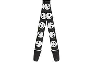 Buckle-Down GS-WDY033 Sangle de guitare Motif L'Étrange Noël de Monsieur Jack Expressions Gris 5,1 cm de large 73,7 à 137,2 cm de long