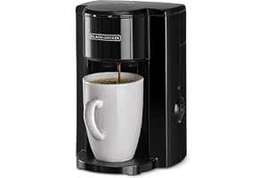 BLACK+DECKER Coffee Maker, 350W, 125ml Water Tank, Compact One-Cup Coffee Machine with Ceramic Mug, Auto Shut-Off, Durable Nylon Filter, One-Button Control, For Drip Espresso, Black - DCM25N-B5