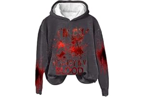 Fannyfuny I'm Ok It's Not My Blood Damen bedrucktes, lässiges Langarm-Sweatshirt, weiches bedrucktes Hemd, Damen-Winter-Sweatshirt-Oberteil Damen Elegant Sexy Pullover Outdoor T-Shirt Casual Loose Top