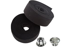 LATRAT Cycling Ruban de guidon de vélo antidérapant et absorbant les chocs, ruban de guidon confortable pour vélo de ville, vélo de route, avec bouchons de barre, noir