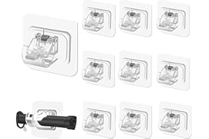 GIGIIS 10 Pezzi Supporto Aasta Tenda Adesivo, Ganci per Tende Senza Bucare Trasparenti, Supporti per Staffe Regolabili Senza Chiodi, Staffa Autoadesiva per Asta Tende per Asta Porta Asciugamani