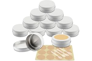 YANCAER 10 pezzi Barattoli di alluminio 30ml Bianco - D52mm x H21mm Scatola Rotonda in Alluminio con Tappo a Vite Contenitori in Metallo per Lozione Crema Maschera Mini Candela