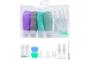 GMHOME Botes Viaje Rellenables,Botellas De Viaje Silicona a Pueba De Fugas,Envases Viaje Para Champú,Loción,Cosméticos,Botes Viaje Accesorios15 Pack TSA Aprobó La Botella de Kit Viaje Avion.