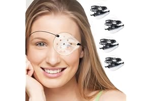 JEYORZY 4 Stück Transparent Augenklappen, Kunststoff-Augenschutz Klare Augenklappe, Bequeme Augenschutz nach Operationen mit Verstellbarem Seil, Atmungsaktiv Augenklappe für Augenchirurgie Abdeckung