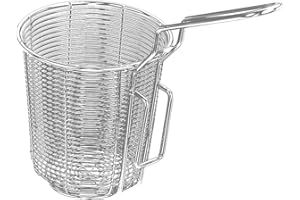 EASNEA Cestello di scarico in acciaio inossidabile, cestino per friggere, cestello rotondo in rete metallica, cestino per bollire e bollire, scolapasta con manico, per cucinare e friggere (10 cm)