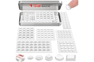 Generic001 138 Stück elastische Puffer, Gummipuffer, selbstklebend, mit Aufbewahrungsbox, Schutzpuffer, Möbelpuffer für Türen, Schubladen, Schränke, Tastatur und Notebook, 6 Größen