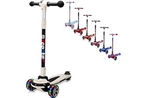 SIMEIQI 3 Wheels Kids Scooter for 5+ Years Old Boys Girls Teenager Foldable 4 Adjustable Handlebar from 32" - 40" Wide Flashing LED Wheels