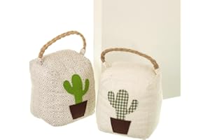 Dcasa - Set 2 sujeta puertas para suelo original cactus de tela/arena, topes de puerta decorativo