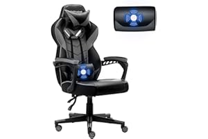 Bonzy Home Racing Gaming Chair for Adults with Massage, Ergonomic Video Game Chair Reclining Gamer Chair with Swivel Computer Chairs Height Adjustable for Kids Boys Girls Teens, Grey