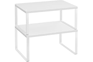 ‎SONGMICS SONGMICS Gewürzregal, 2er Set, Küchenregal, Küchen-Organizer, Küche, Gewürzhalter, erweiterbar, stapelbar, kleines Regal, Metall, weiß KCS01WT