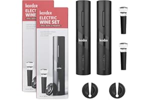 MAFITI Sacacorchos eléctrico inalámbrico (3 en 1), Abridor de botellas del vino, abrebotellas con cortador de hojalata y bomba de vacío，Ideal para reuniones familiares, bares y regalos (2 pack)