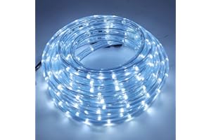 Wisada Tubo de luz LED de 10 m, 36 LEDs/m 220 V para interior de color blanco frío, tubo fluorescente, manual de 8 funciones, resistente al agua, para decoración de fiestas de Navidad