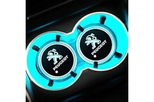 NURCIX 2 Pezzi Auto LED Luci Sottobicchieri,per Peugeot 308 408 508 2008 3008 4008 portabicchieri Antiscivolo Tazza Tappetino,Ricaricabile USB Sottobicchiere