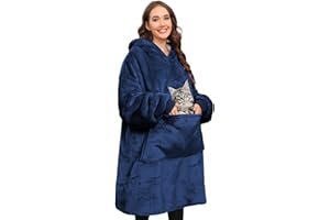 Voqeen Sudadera Sherpa con Capucha, Manta de Gran tamaño, Supersuave, cómoda de Llevar con Pijama, con un Gran Bolsillo, Talla única, Hombres, Mujeres, niñas, niños, Amigos
