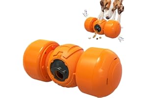 CKABELLY Interactive Dog Toys, Rolling Dog Treat Dispenser Slow Feeder Funny Giggle Dog Puzzle Toys Improve IQ Dog Treat Toy for Boredon Medium Large Dogs Indestructible (Orange)