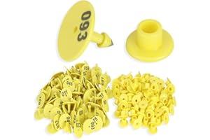 ‎HERCHR Rinder-Ohrmarken, 001–100, Nummerierte Ohrmarken, Kunststoff-Ohrmarken Für Nutztiere, Für Schafe, Rinder, Kalb, Schwein, Runder Tierausweis, Nutztierzubehör