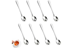 WLVINSON Lot de 8 Petite Cuillere à Dessert,Petites Cuillère à Café,Mini Cuillere Verrine,Touillette Cafe,Mini Cuillères à Épices pour Sel,Sucre,Épices (Argenté)