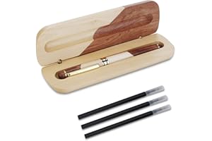 OMZGXGOD - Stylo à bille en bois artisanal naturel, luxe, stylo cadeau, recharge de 3 encres noires supplémentaires, stylo cadeau élégant et exquis