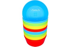 Bloomsworld 16 Toddler Plastic Bowls Set, Reusable, BPA Free, Kids Picnic and Party Tableware for Boys and Girls