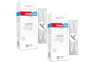 ‎TIS FARMACEUTIC TIS Urea Creme 30% - Ekzem, Keratose, Psoriasis, Hautausbrüche, trockene, rissige Haut - verbessert das Erscheinungsbild von Wunden und Narben | Milchsäure (AHA), Weizenkeimöl + Wattestäbchen - 2 x50g
