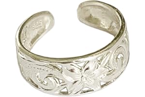 TOE RINGS & THINGS Toe Ring | Hawaiian Leilani .925 Sterling Silver Ring | Super Wide 6mm Adjustable Toe Ring | Unisex Men and Women | Made in the USA!, Metal, No Gemstone