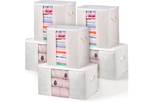 Aokyom Lot de 6 Sac de Rangement Grande Rangement pour Couette (Beige)