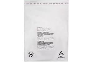 TP4U - 100 Self Seal Garments Bags 10'' x 12'' Clear Plastic Resealable Polypropylene Transparent Safety Warning Clothes Shirt T-Shirt Display Storage Protection Packing – Various Sizes (10'' x 12'')