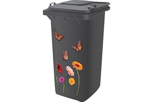 DABMOO High Quality Designer Wheelie Bin Vinyl Self Adhesive Stickers for Dustbin Caravan Fridge Household Items [ Daisy Design ]