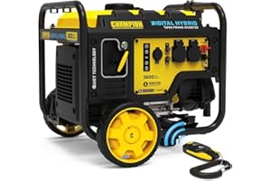 CHAMPION POWER EQUIPMENT Champion 3500 Watt Frame Type Inverter Digital Hybrid Power Generator (Power Generator with Petrol, Electric Start Wireless Start) - CPG4000DHY-EU