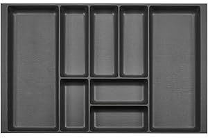 ORGA-BOX 2 Besteckeinsatz Tiefe: 461 x Breite: 709 mm anthrazit mit Canvas Struktur für 80er Nobilia Schublade bis 07/2012 (BITTE MESSEN SIE IHR SCHUBLADENINNENMAß!)