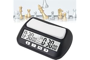 Weciau Professionell schackklocka, multifunktionell digital display, schacktimer med bonusfunktion för nedräkning och försening, 4 analoga kontrollknappar, schackklocka