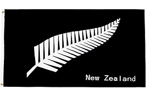 AZ FLAG - New Zealand Fern Flag - 3x5 Ft - 100D Polyester Black New Zeleander Banner with Two Metal Grommets - Fade Resistant - Vivid Colors - 3' x 5' Feet - 150x90 Cm