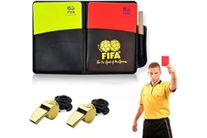 XOXVURI Schiedsrichter Set mit 2 Metall Schiedsrichter Pfeife mit Rot Gelb Schiedsrichter Karte mit Tasche, Fußball Schiedsrichter Karten Set Schiedsrichter Pfeifen Set für fußballspiel, Schiedsrichter