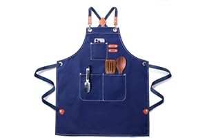 JClorix Kochschürze Herren, CrossBack 100% Baumwolle Canvas, 68 × 76 cm, Verstellbar, 3 Taschen – Robuste Küchenschürze für BBQ, Barista & Werkstatt