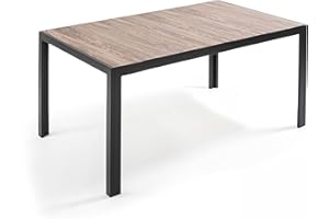 Oviala Tivoli - Table de Jardin 6 Places en Aluminium et céramique Marron