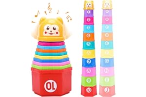 Dekewe 11pcs Jouet Cubes Empilables,Gobelets Gigognes Tasse,éDucatif Montessori Jouet,BéBé à Empiler Jouet De Trier Et à Empiler,Gobelet Empilable pour Jouets,BéBéS Jouets 6 Mois+