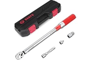 VANPO Chiave Dinamometrica 3/8", 10-110Nm, Precisione ± 3%, Kit di Manutenzione con Barra di Prolunga 7.5 cm, Adattatori da 1/2" & Adattatori da 1/4" per Auto, Moto, Bici
