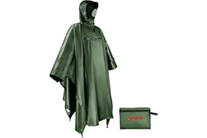 Andake Poncho de Lluvia con Capucha Chubasquero Impermeable Ligero Multifuncional como Toldo Manta Estera de Camping para Senderismo Ciclismo