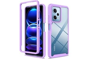 SEAHAI Transparente Funda para Xiaomi Redmi Note 12 Pro 5G, Estuche Antigolpes Ligero Caso PC Carcasa Doble Bumper Silicona TPU y Built-in Marco Anti-caída - Morado Claro