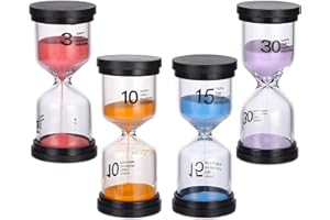 Aokyom® 4 PCS Clessidre Sandglass Sand Clock Timer Bambini Timer da Cucina Orologio da Sabbia Timer a Clessidra 3、10、15、30 Minuti Perfette in Casa,Classe,Cucina,Gli Sport i Giochi,Giochi Ufficio Timer