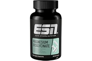 ‎ESN ESN Magnesium Caps, 120 Kapseln, 194 mg Magnesium pro Tagesportion - Magnesiumbisglycinat-Kapseln, Hohe Bioverfügbarkeit - Made in Germany