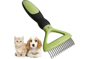 BeautyHunt Dematting Comb for Cats, 16-Teeth Pet Grooming Brush for Matted Fur, Tangles & Knots, Skin-Safe & Gentle Deshedding Rake for Cats & Small Pets